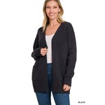 Zenana Zenana Open Front Sweater Cardigan Black