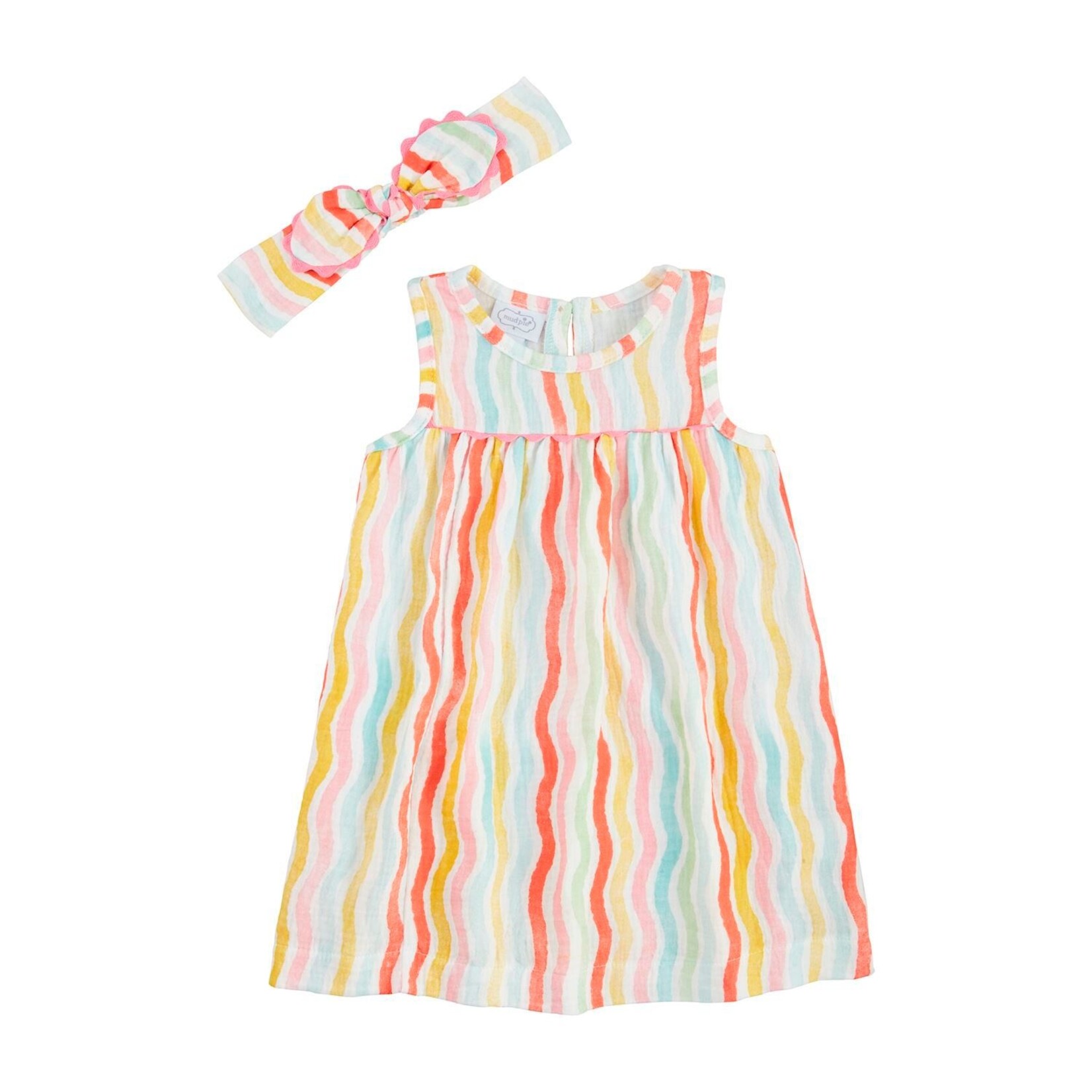 Mudpie Mudpie Rainbow Dress & Headband Set