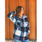 Zenana Zenana Plaid Hooded Shacket Navy