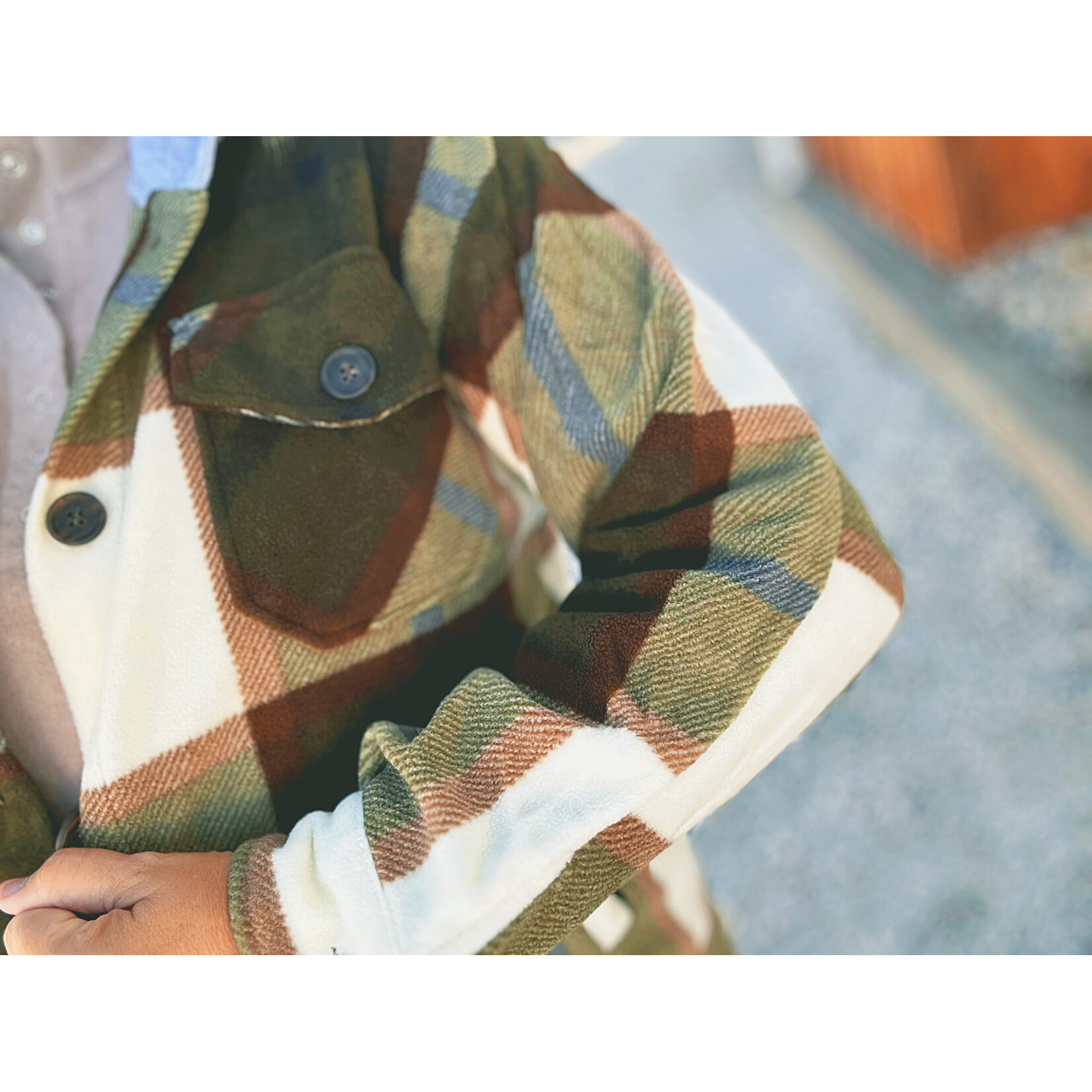 Zenana Zenana Plaid Hooded Shacket Olive