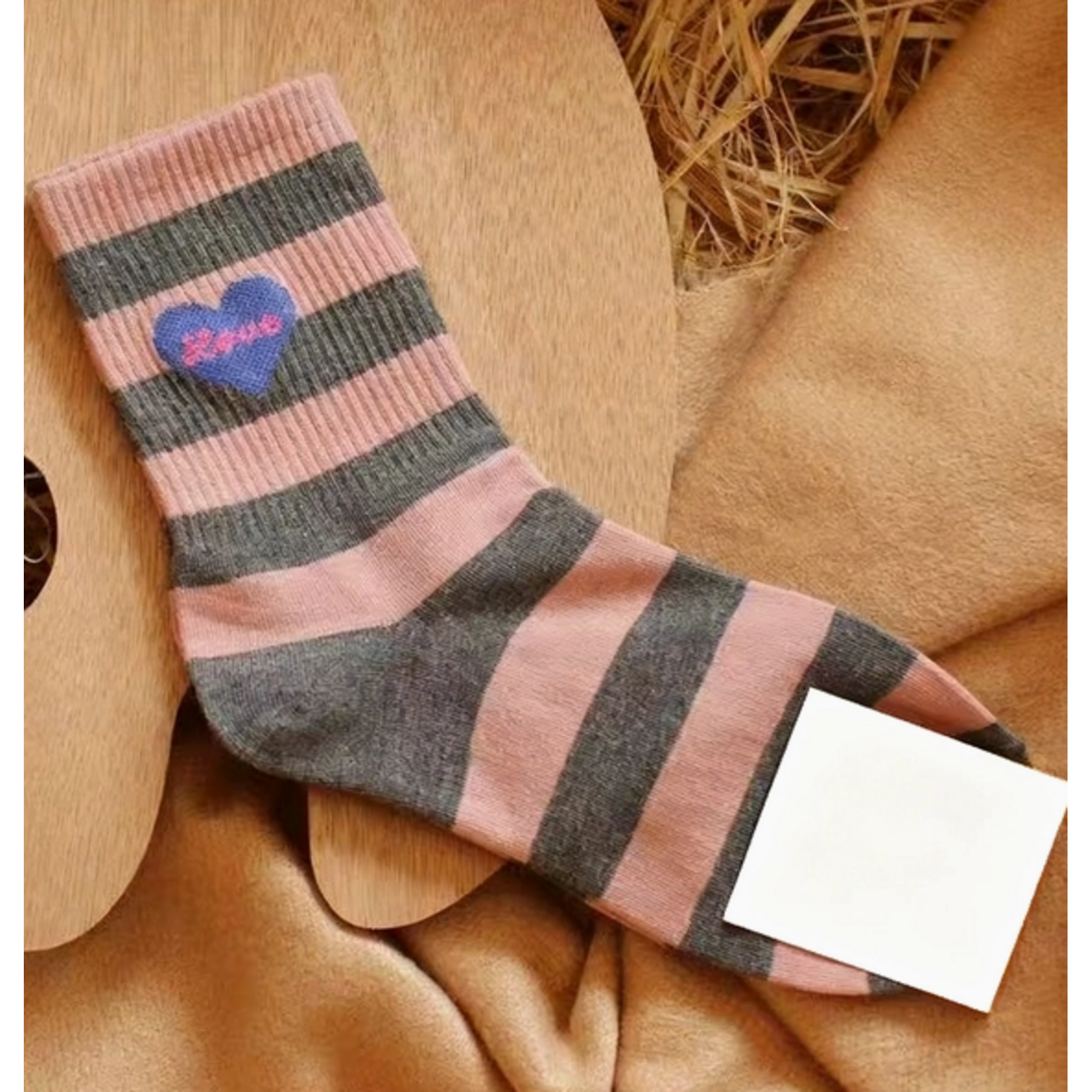 Fluffery Fluffery Texlina Women's Socks Pink/Gray Stripes