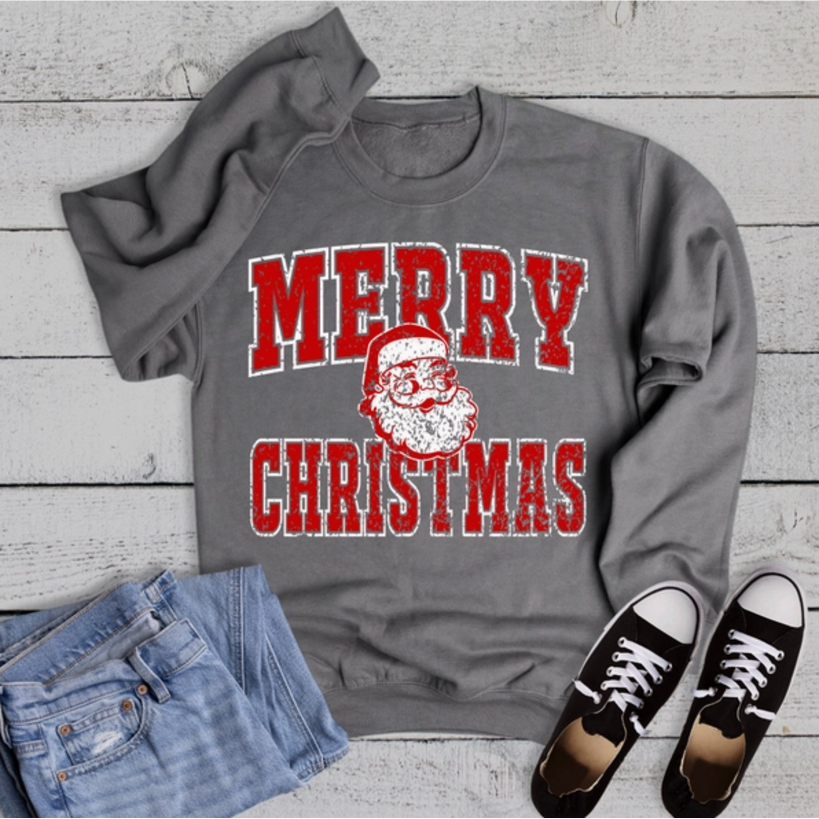 The Way Down South The Way Down South Christmas Retro Santa Merry Sweatshirt