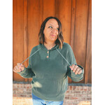 Little Daisy Closet Little Daisy Closet Mineral Wash Ribbed Hooded Sweater Mist Green