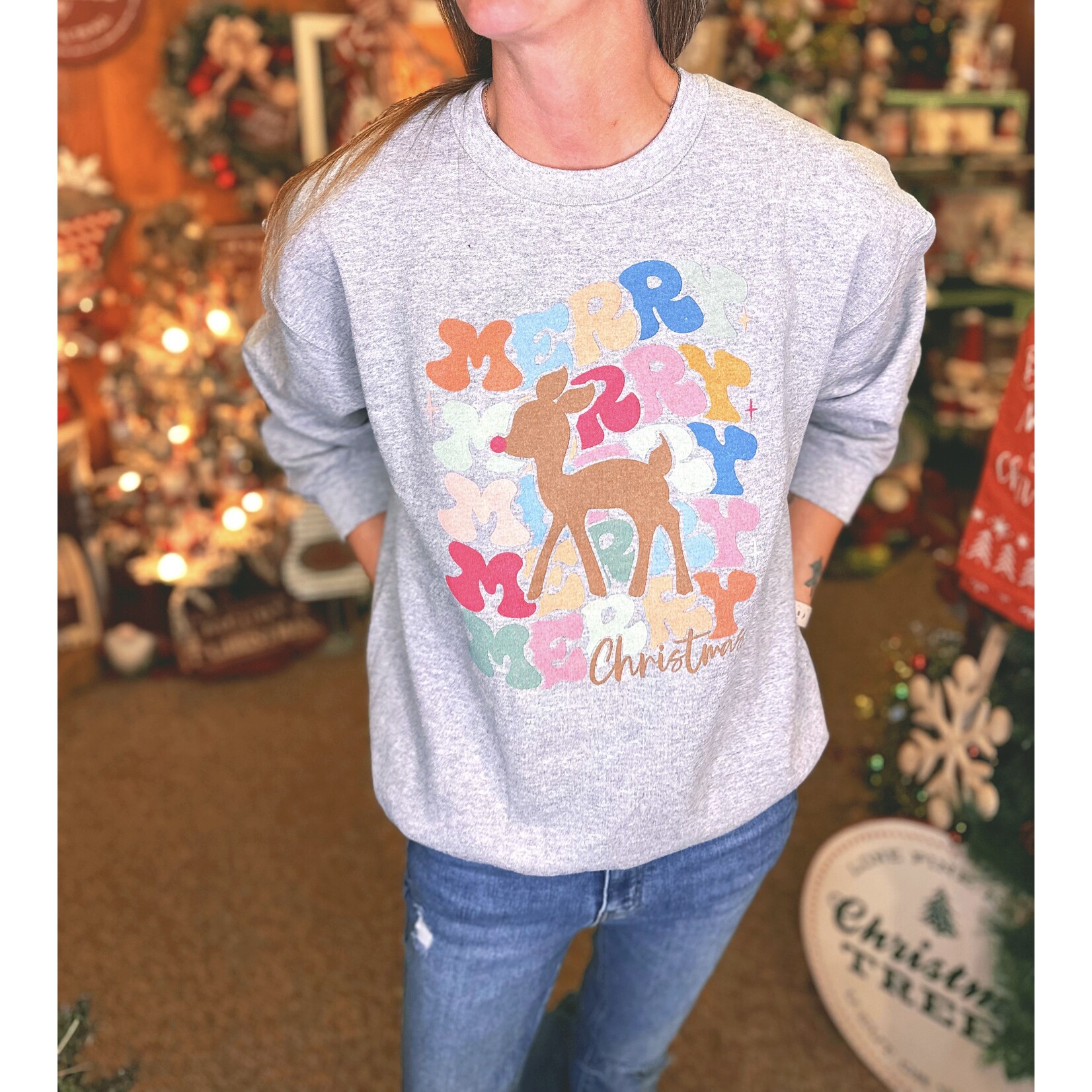MidWest Tees MidWest Tees Merry Christmas Rudolph Crewneck