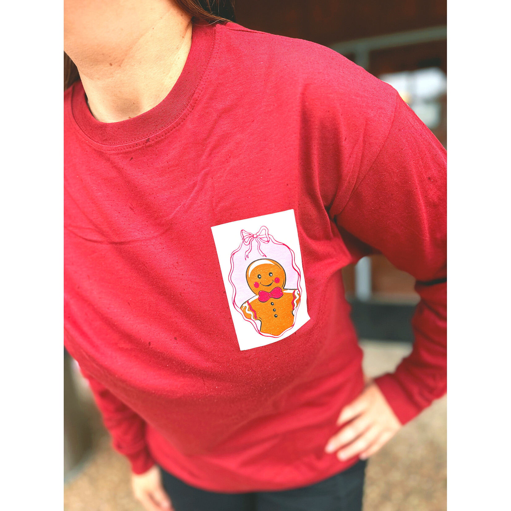 Simply Southern Simply Southern Long Sleeve Tee Stamps Carmine