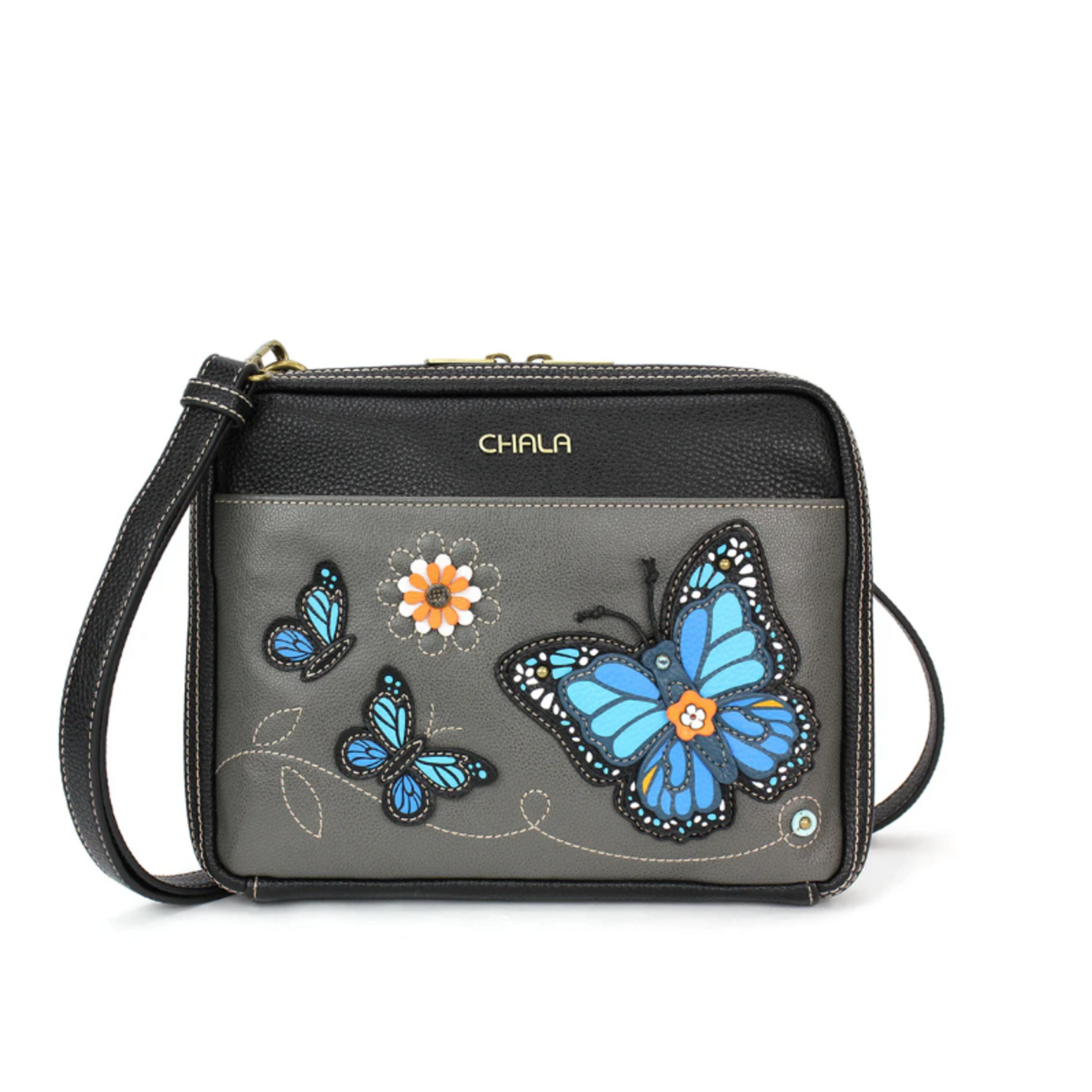 Chala Chala 851 Companion Organizer Crossbody Butterfly Gray