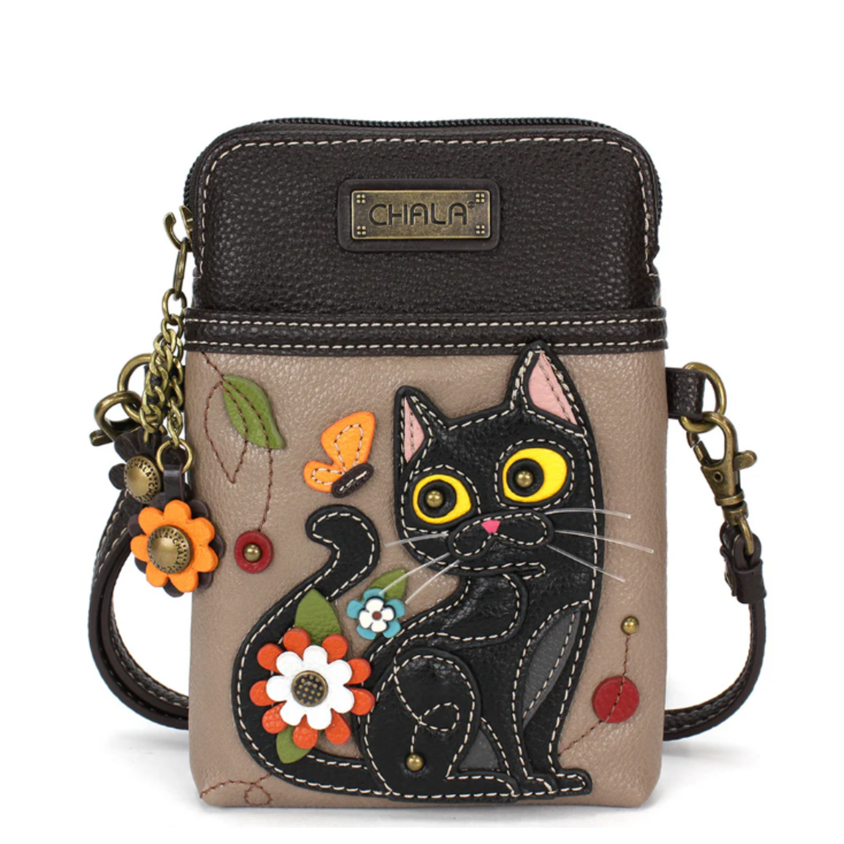 Chala Chala 827 Cellphone Crossbody Black Cat Warm Gray