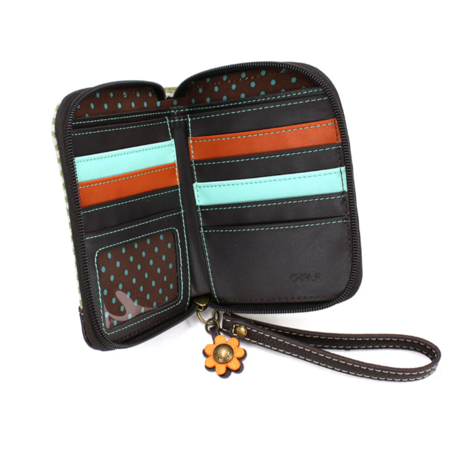 Chala Chala Zip Around Wallet Highland Cow Green Stripe 839