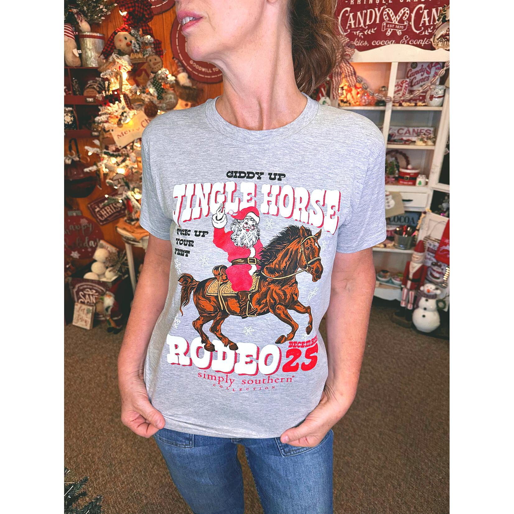 Simply Southern Simply Southern Short Sleeve Giddy Up Storm Heather