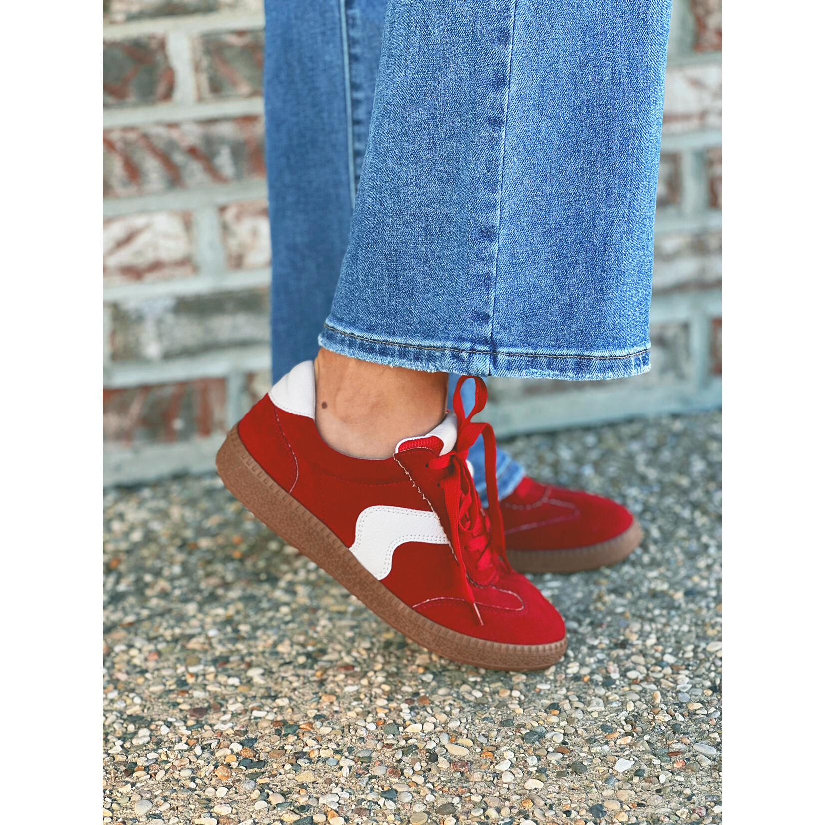 Corkys Corkys Spoiler Alert Lace Up Sneakers Red Faux Suede