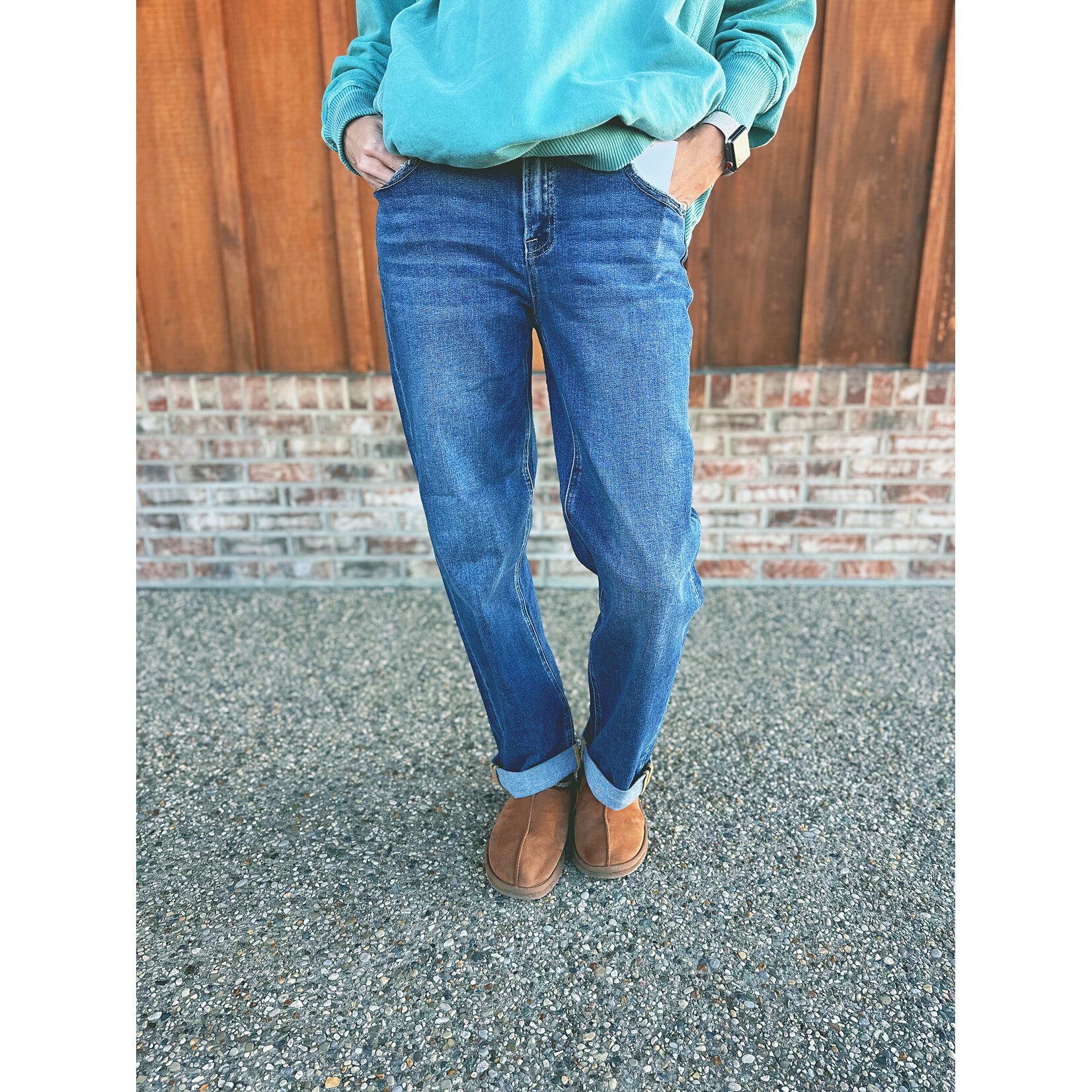 Risen Risen 21211 MR Boyfriend Roll Up Jeans
