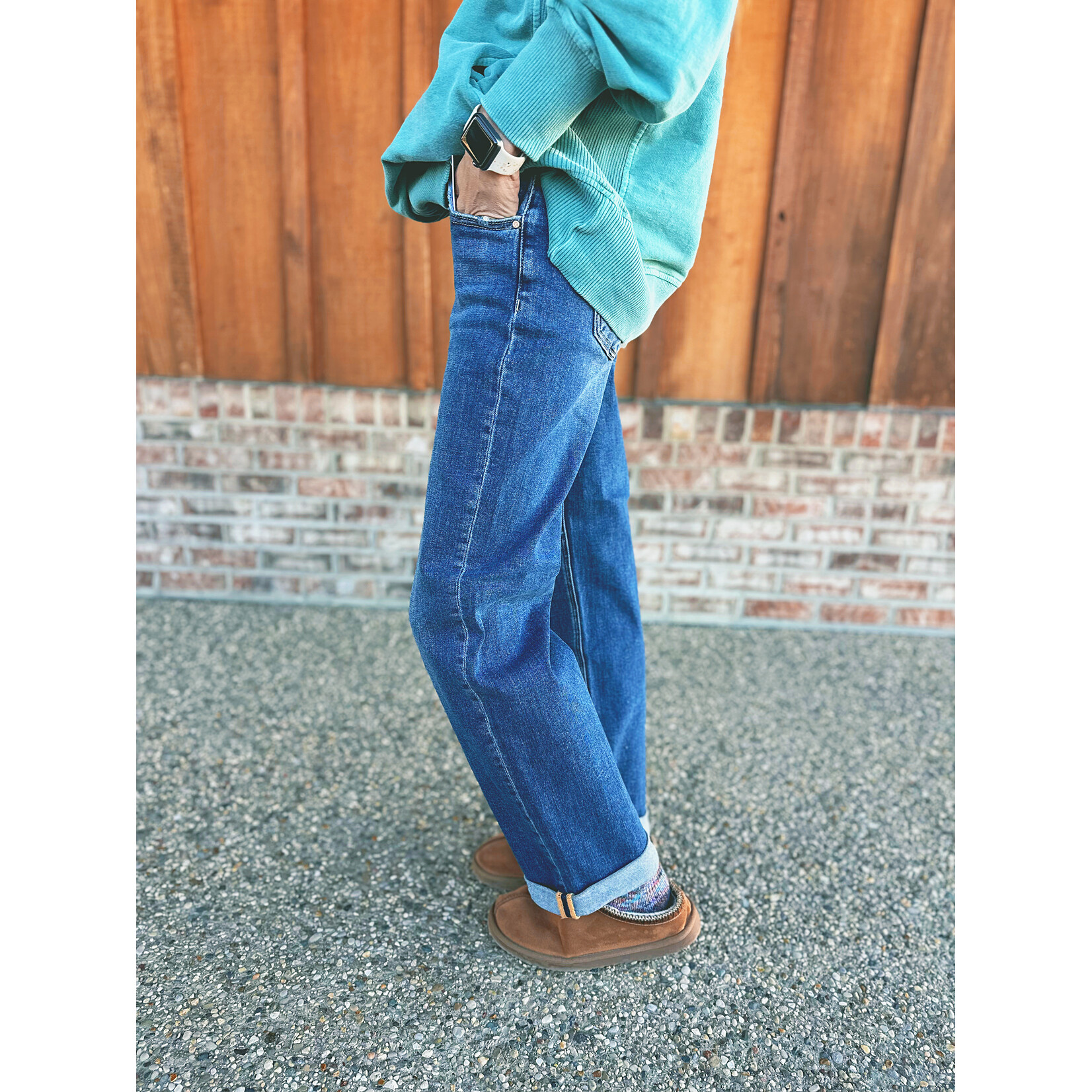 Risen Risen 21211 MR Boyfriend Roll Up Jeans