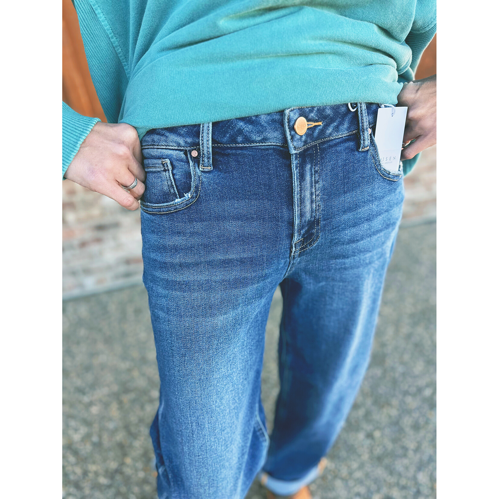 Risen Risen 21211 MR Boyfriend Roll Up Jeans