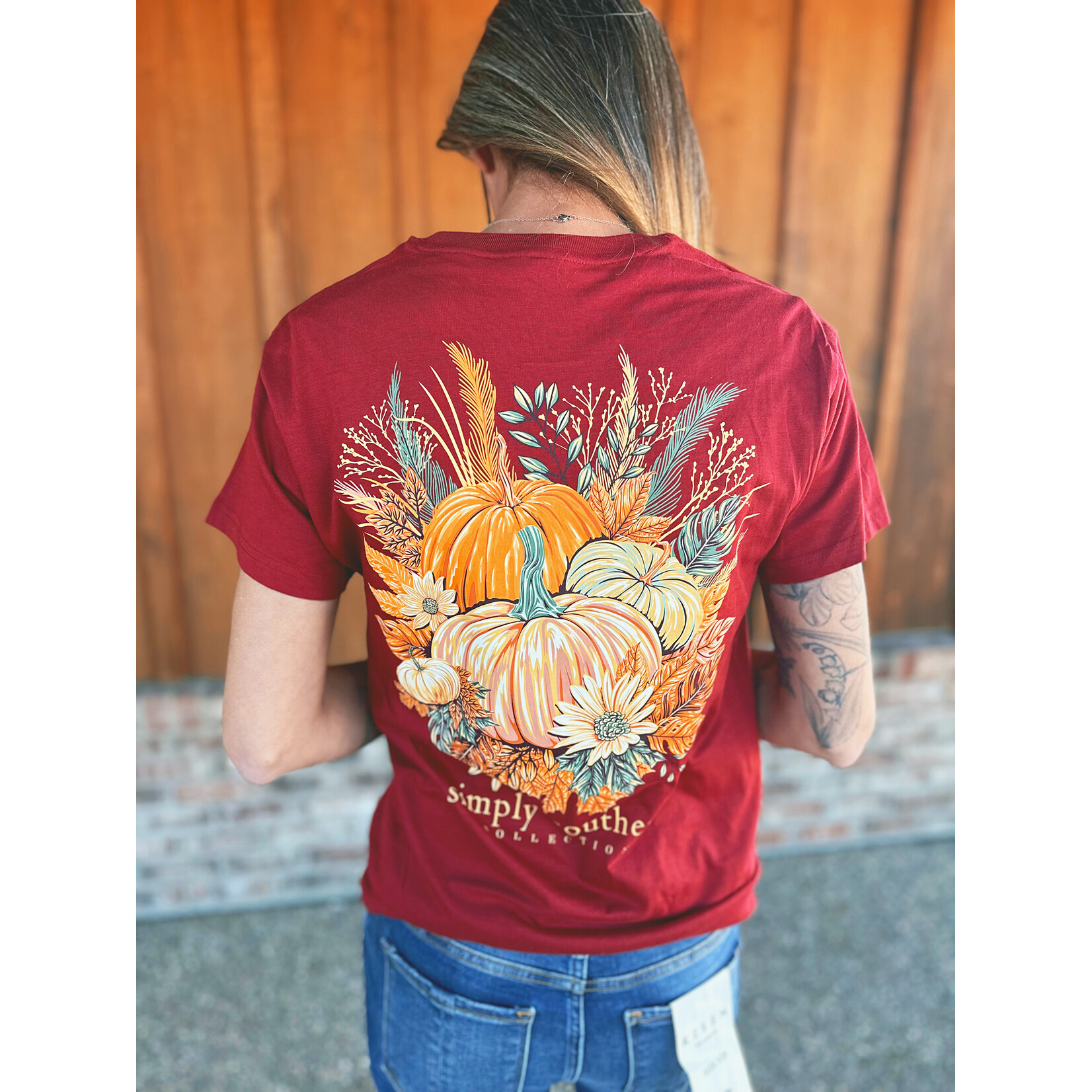 Simply Southern Simply Southern Short Sleeve Tee Harvest Carmine