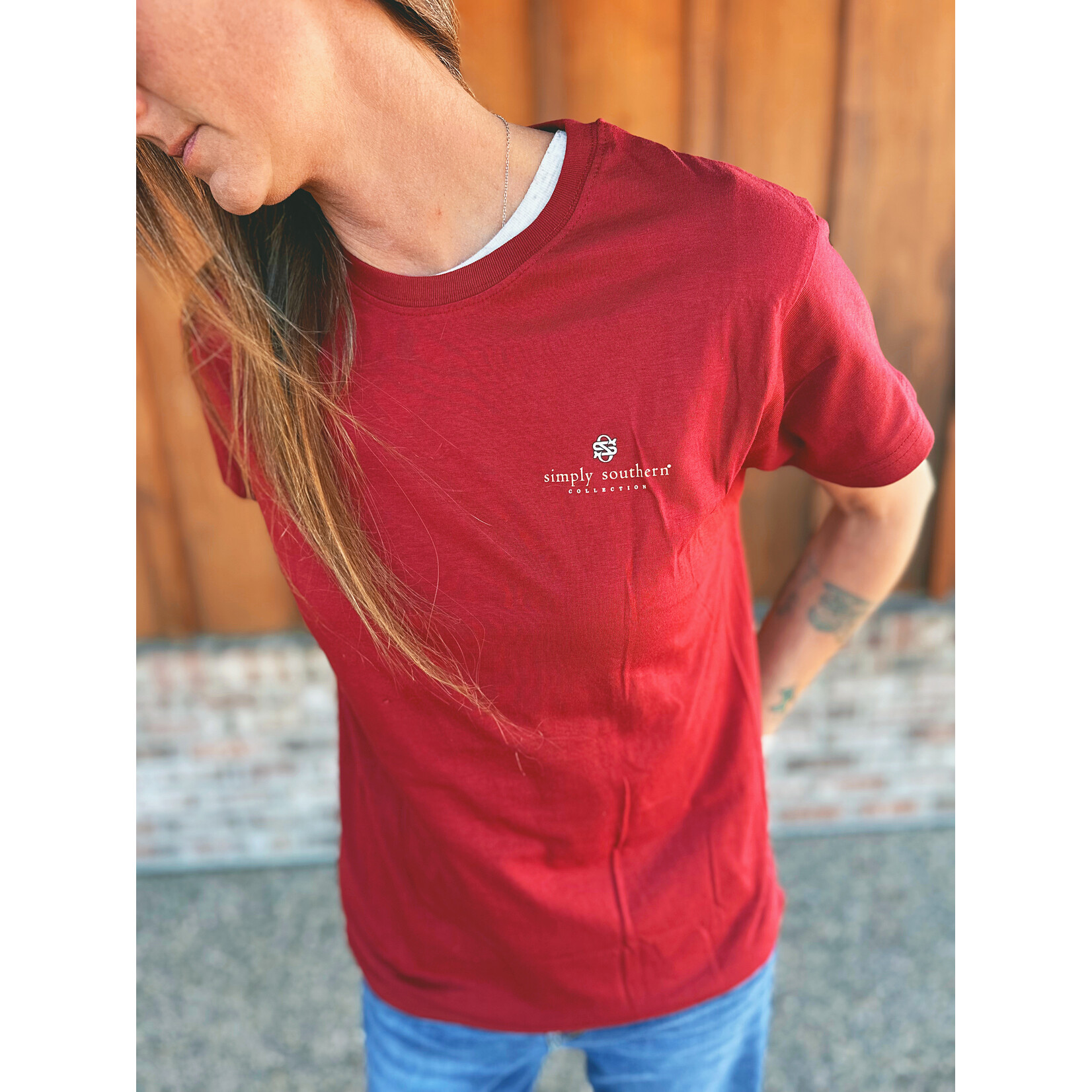 Simply Southern Simply Southern Short Sleeve Tee Harvest Carmine