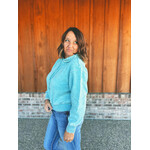 Zenana Zenana Acid Wash Fleece Cropped Hoodie Dusty Teal