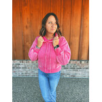 Zenana Zenana Acid Wash Fleece Cropped Hoodie Fuchsia