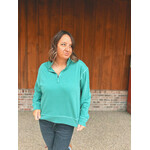 Zenana Zenana Pigment Dyed Enzyme Washed Half Zip Pullover DK Green