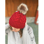 Charlie Paige Charlie Paige Wine Cable Knit Pom Hat