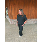 Zenana Zenana Ribbed Short Sleeve Tee & Pant Set Black