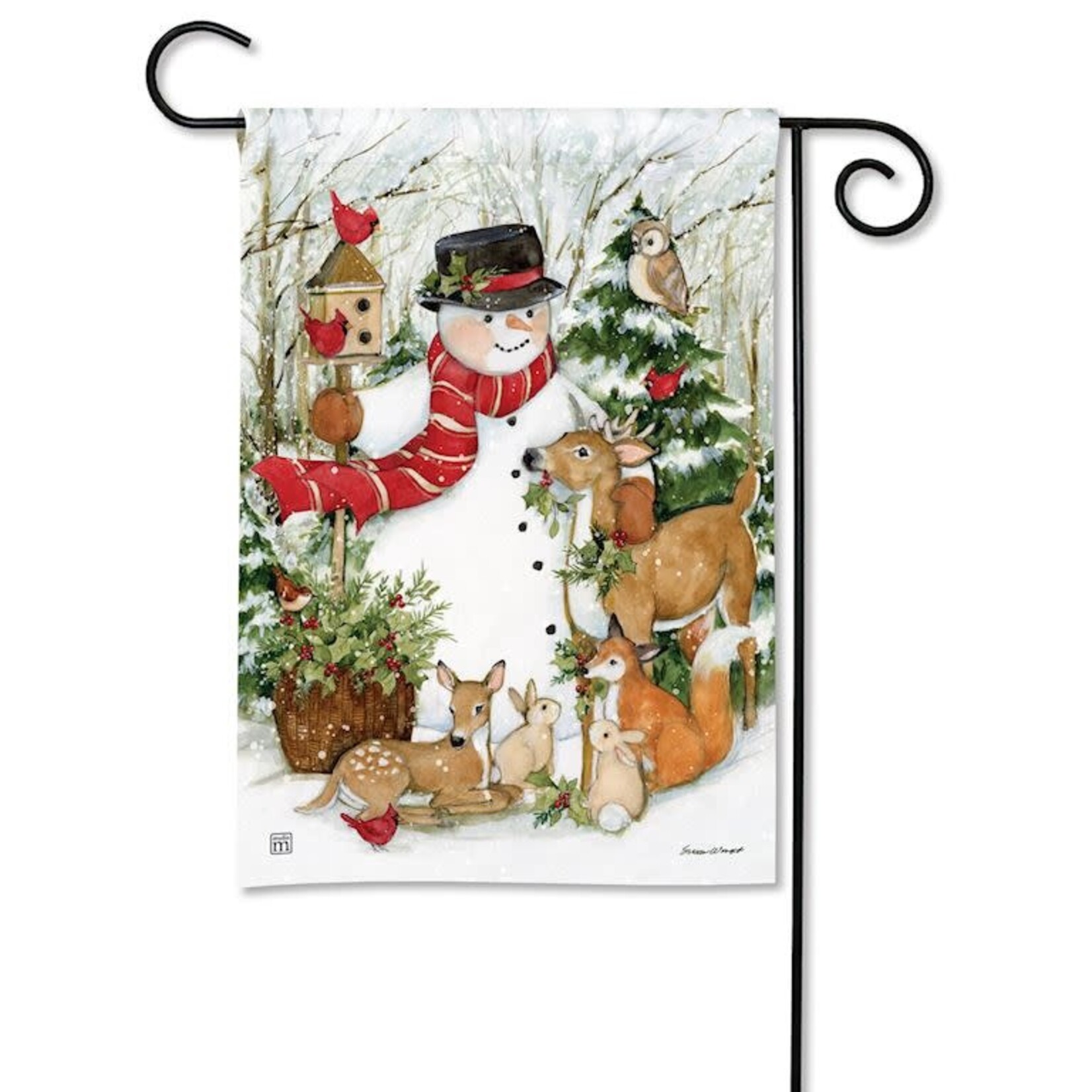 Studio M Woodland Snowman Garden Flag