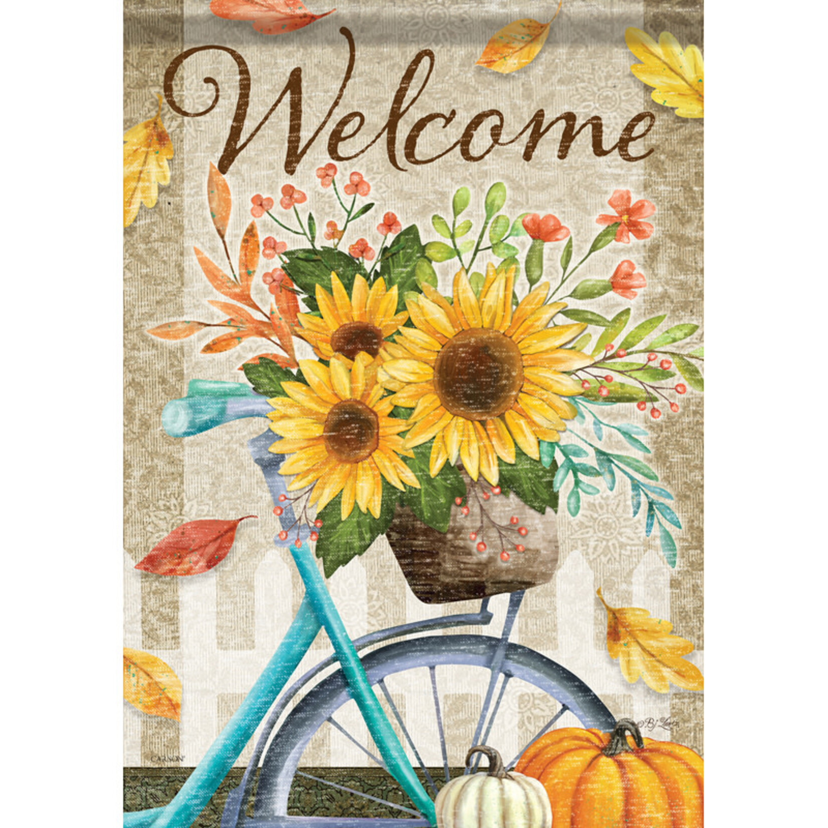 Carson Autumn Bicycle Shimmer Garden Flag