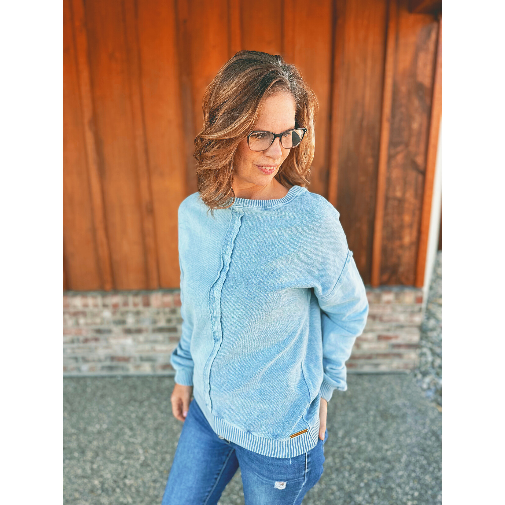 Simply Southern Simply Southern Drop Shoulder Pullover Leona Denim