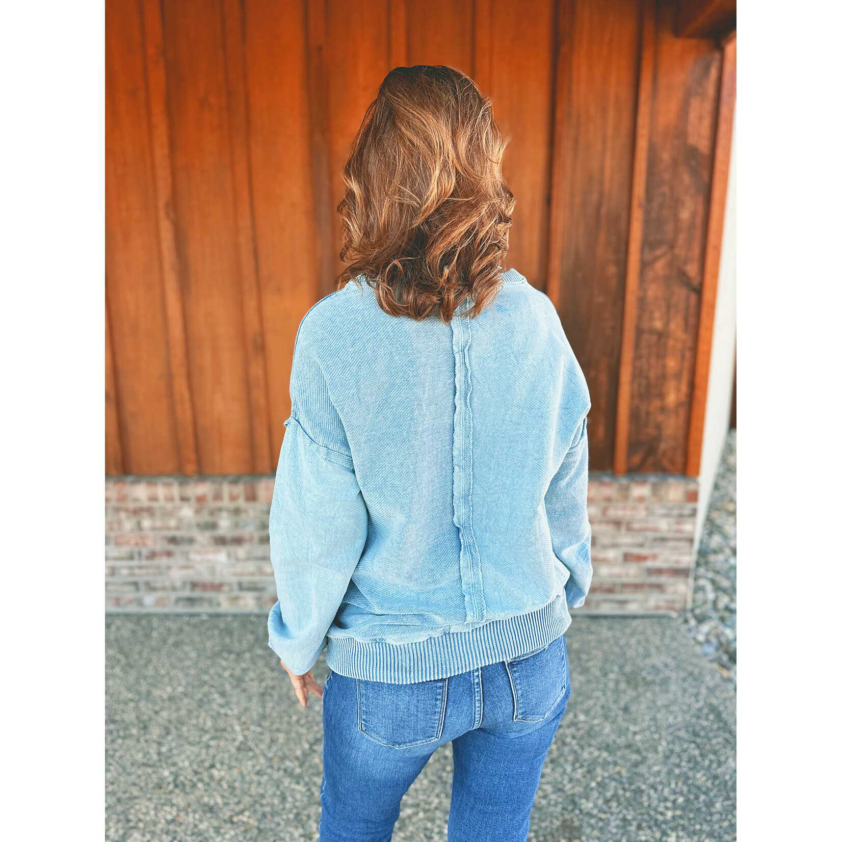 Simply Southern Simply Southern Drop Shoulder Pullover Leona Denim