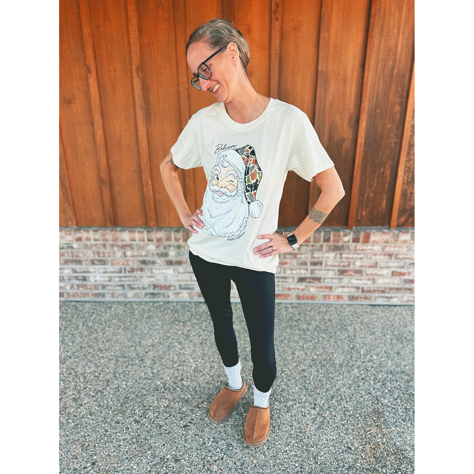 Simply Southern Simply Southern Short Sleeve Tee Camo Santa Wisp