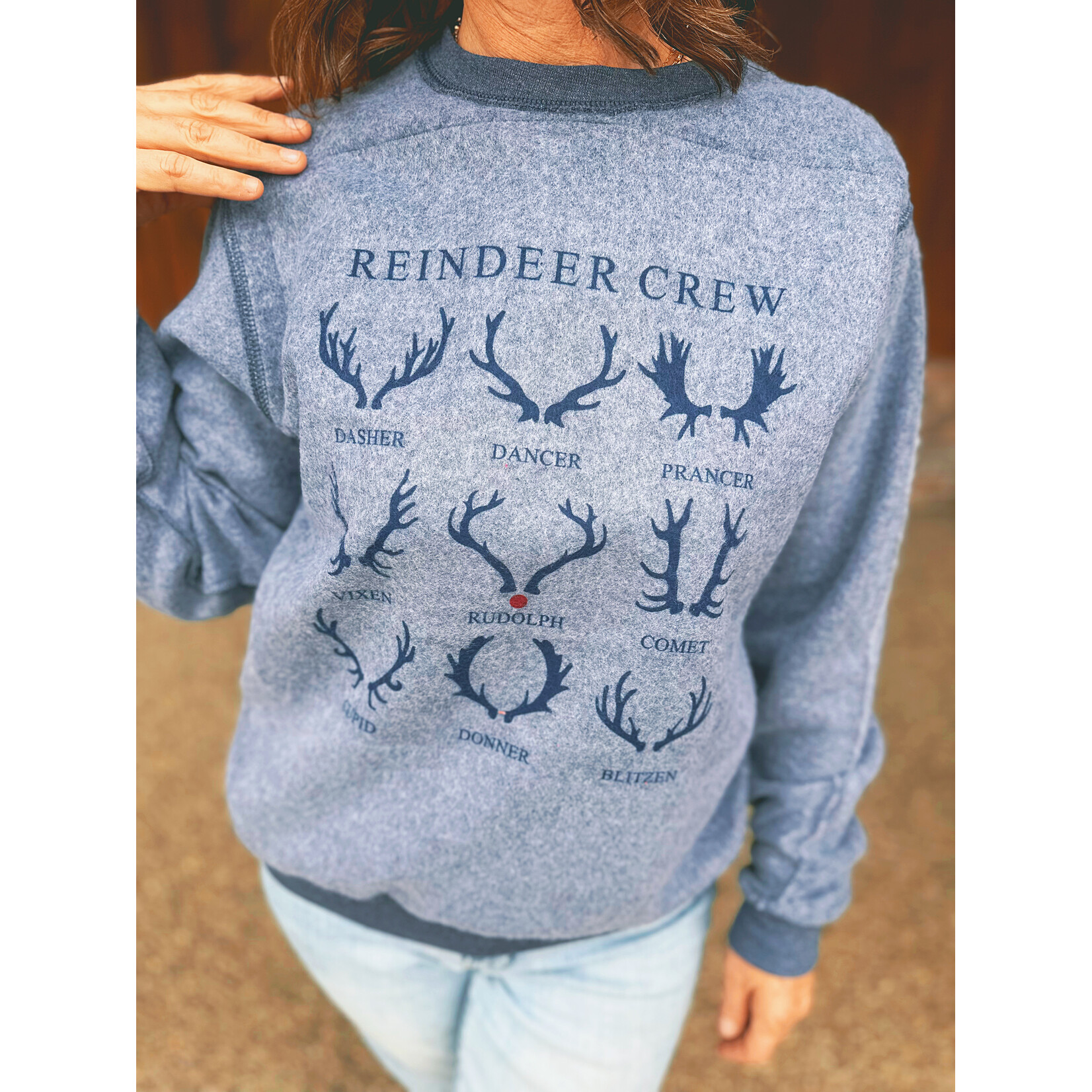 Knox + Nell Knox + Nell Inside Out Christmas Sweatshirt Reindeer Crew