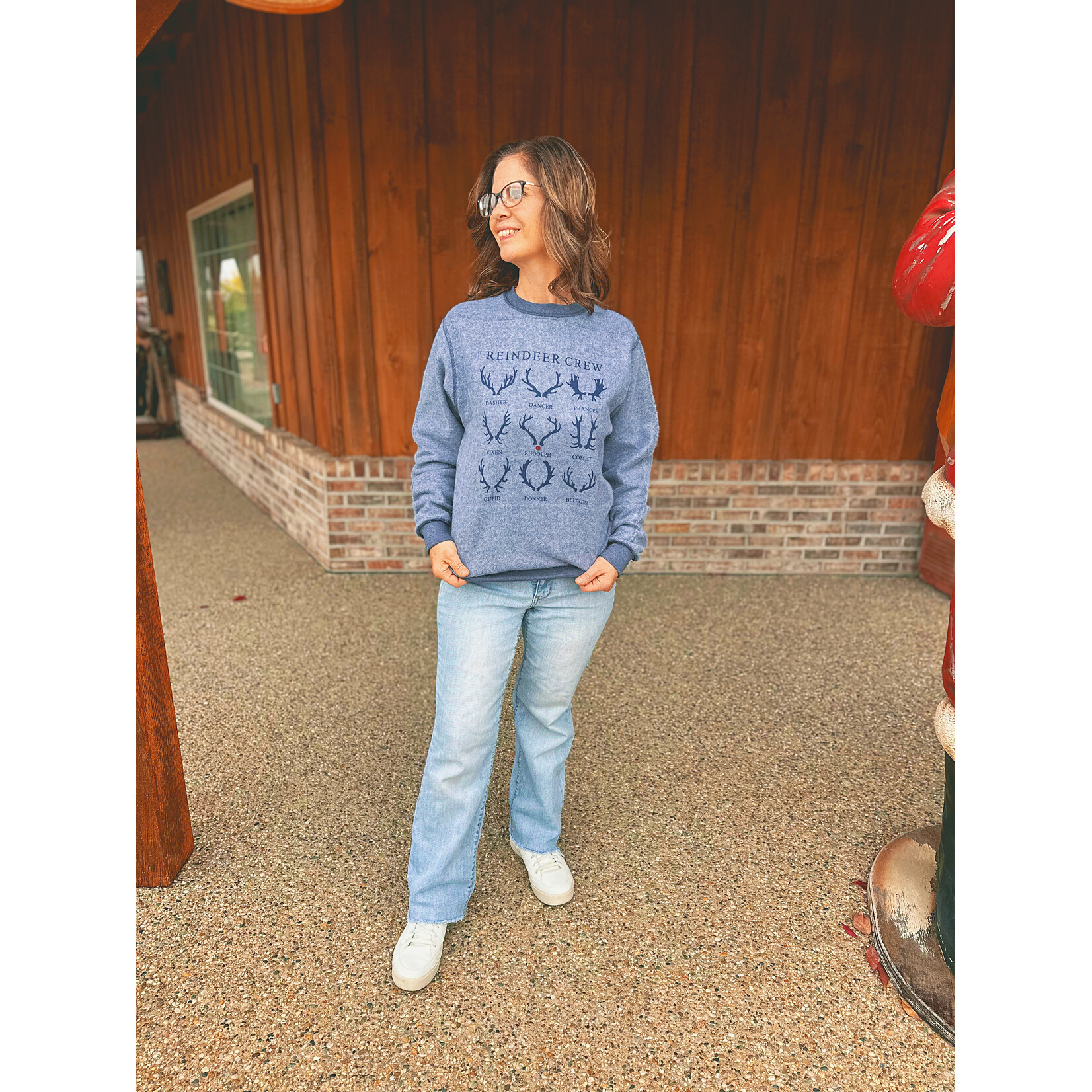 Knox + Nell Knox + Nell Inside Out Christmas Sweatshirt Reindeer Crew