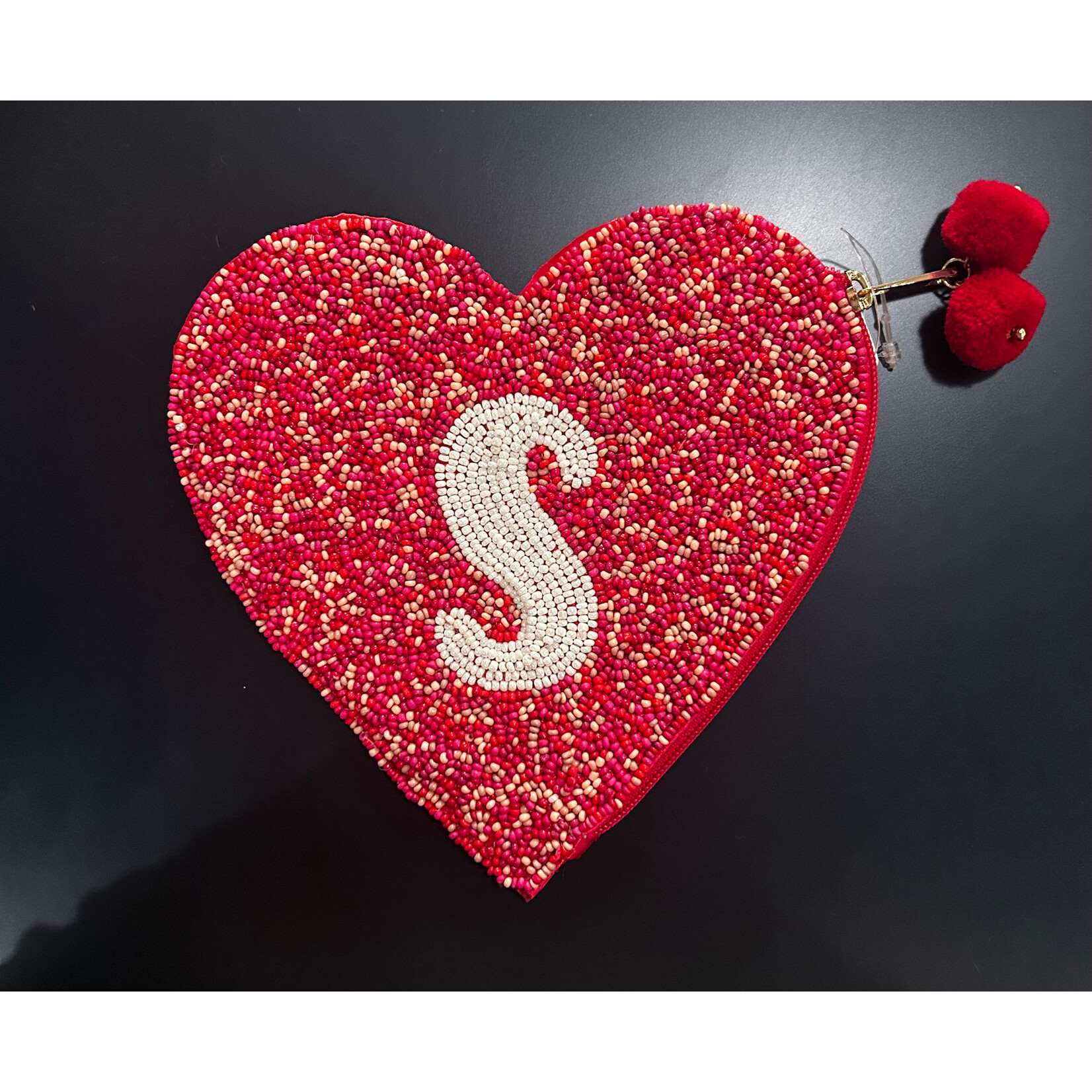 Jane Marie Jane Marie Red & Pink Multi Bead Zipper Coin Purse "S"