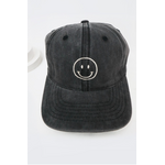 Love and Repeat Love and Repeat Smile Face Embroidered Washed Baseball Cap Black
