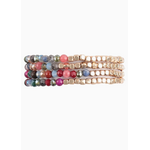 Love and Repeat Love and Repeat Brass Stone Glass Bead Bracelet Multi Color