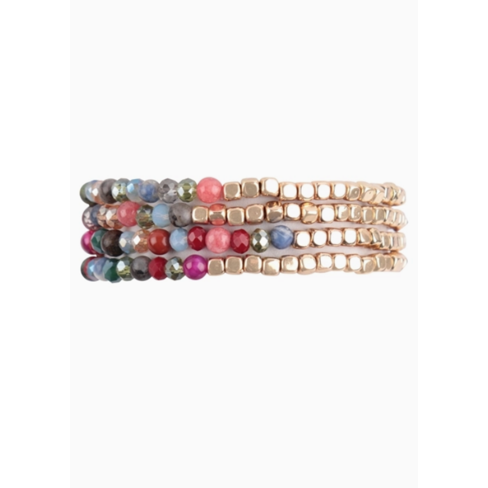 Love and Repeat Love and Repeat Brass Stone Glass Bead Bracelet Multi Color