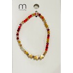 Love and Repeat Love and Repeat Tripple Gold Heart Charm Beaded Bracelet Red