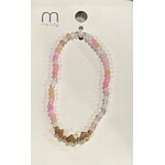 Love and Repeat Love and Repeat Triple Gold Heart Charm Beaded Bracelet Pink