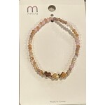 Love and Repeat Love and Repeat Tripple Gold Heart Charm Beaded Bracelet Tan