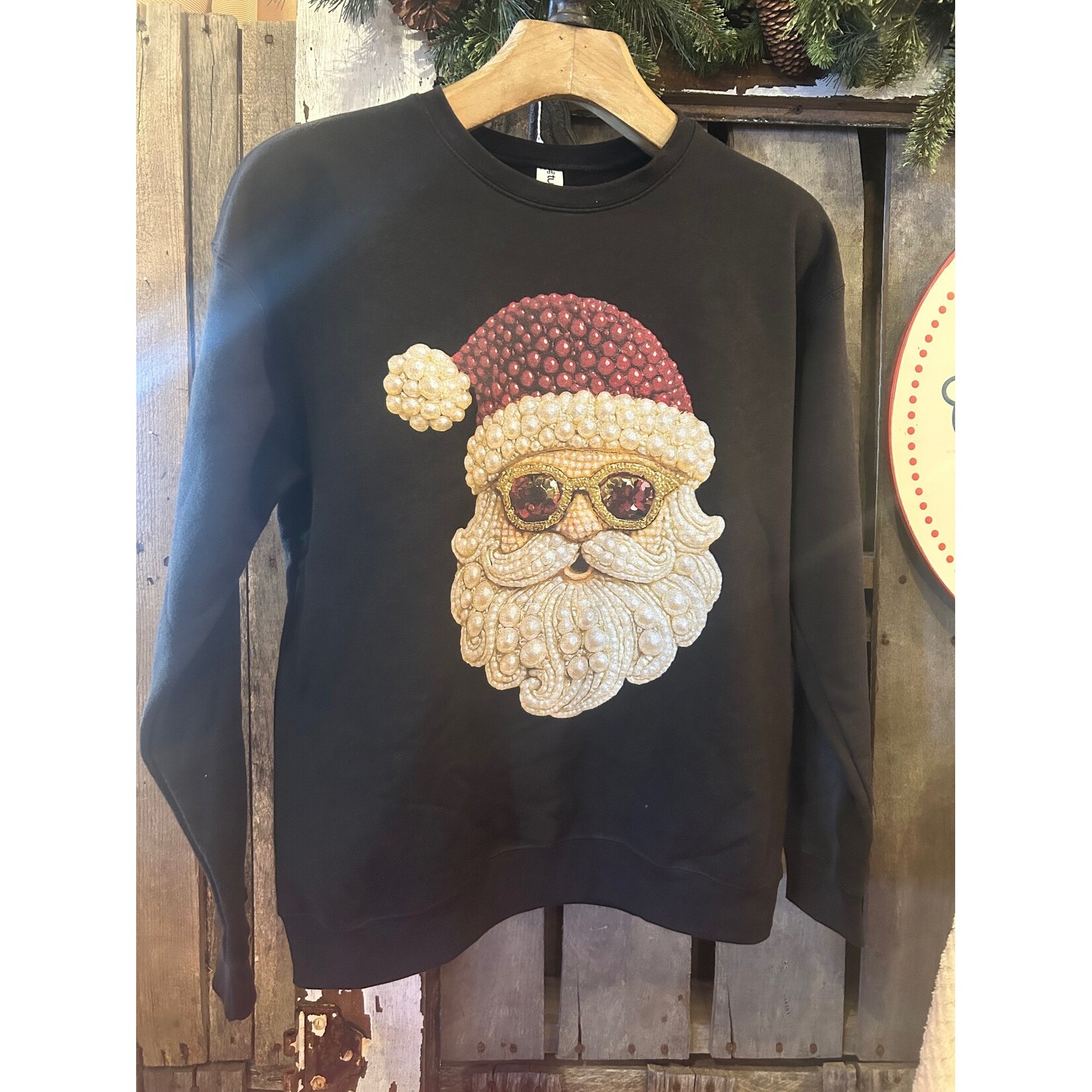 The Way Down South The Way Down South Vintage Pearl Santa with Shades Crewneck