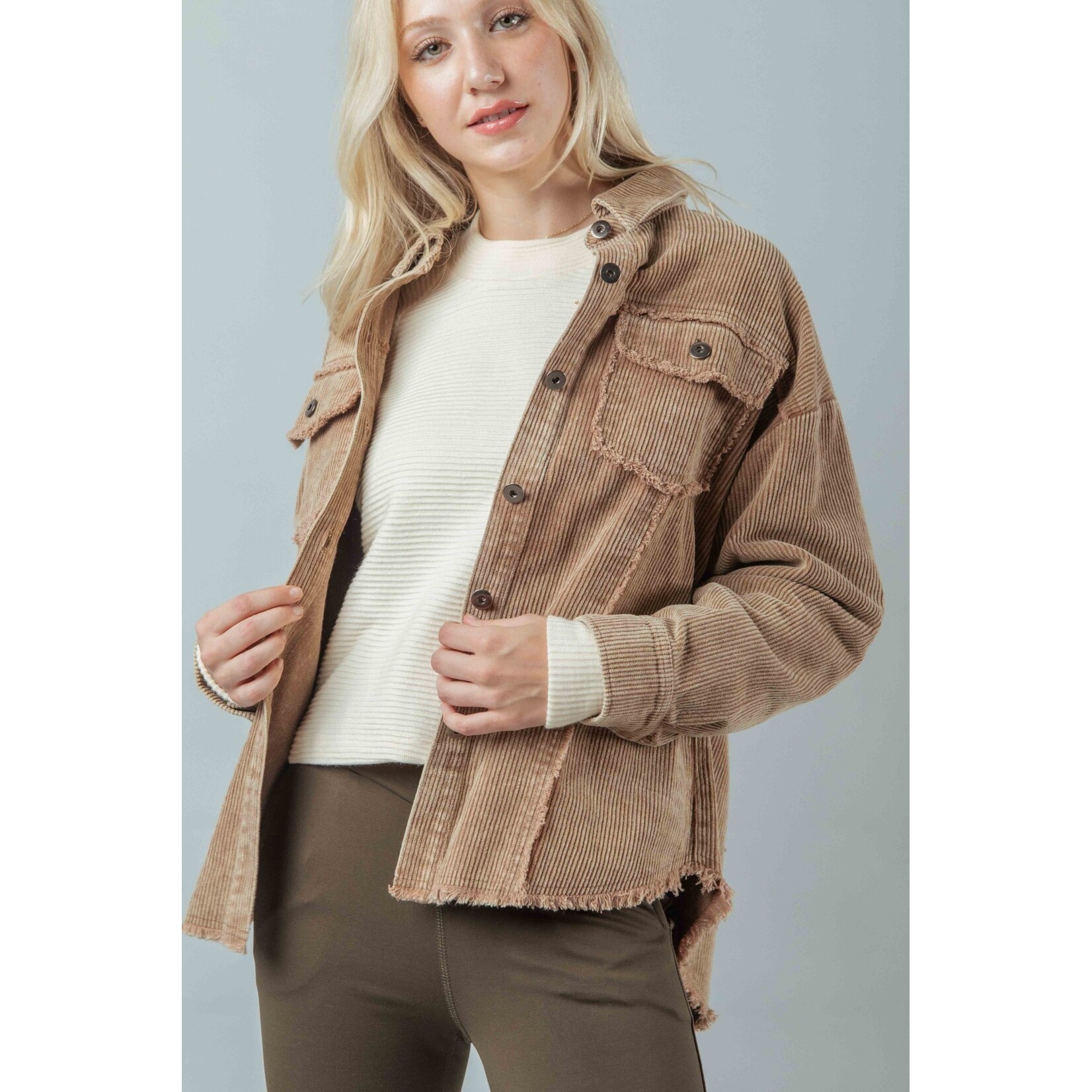 New In New In Oversized Washed Corduroy Shacket Mocha Size 2XL