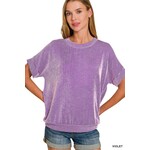 Zenana Zenana Corded Rib Short Sleeve Top Violet