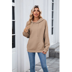 Lovesoft Lovesoft Waffle Knit Oversized Hoodie with Pocket Khaki