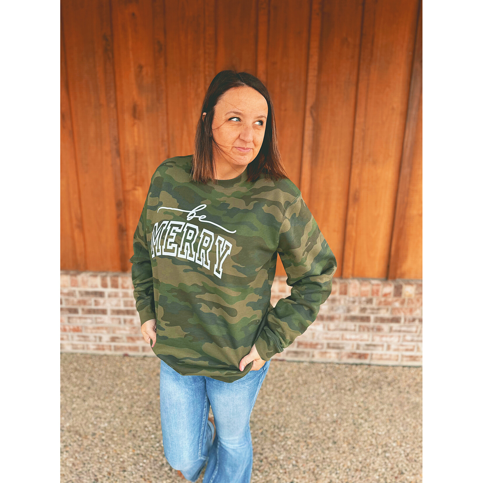 Knox + Nell Knox & Nell Camo Be Merry Crewneck