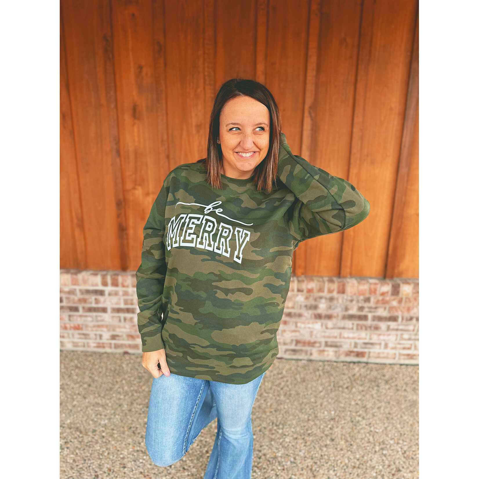 Knox + Nell Knox & Nell Camo Be Merry Crewneck