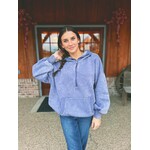 Zenana Zenana Fleece Drawstring Hem Half Zip Kangaroo Hoodie Marlin