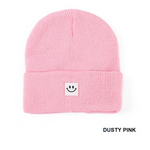 Zenana Zenana Smiley Face Patch Beanie Dusty Pink