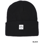 Zenana Zenana Smiley Face Patch Beanie Black