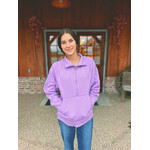 Zenana Zenana Half Zip Fleece Pullover W/ Kangaroo Pocket B Lavender