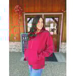 Zenana Zenana Half Zip Fleece Pullover W/ Kangaroo Pocket Cabernet