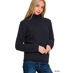 Zenana Zenana Turtle-Neck Long Sleeve Sweater Black